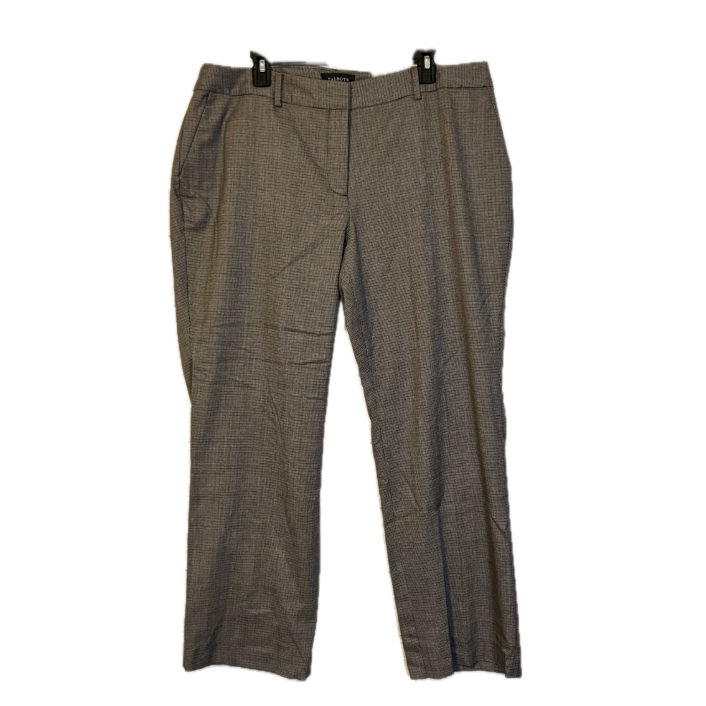 Talbots Newport Pants Women's 18WP Brown Houndstooth Wool Blend New
